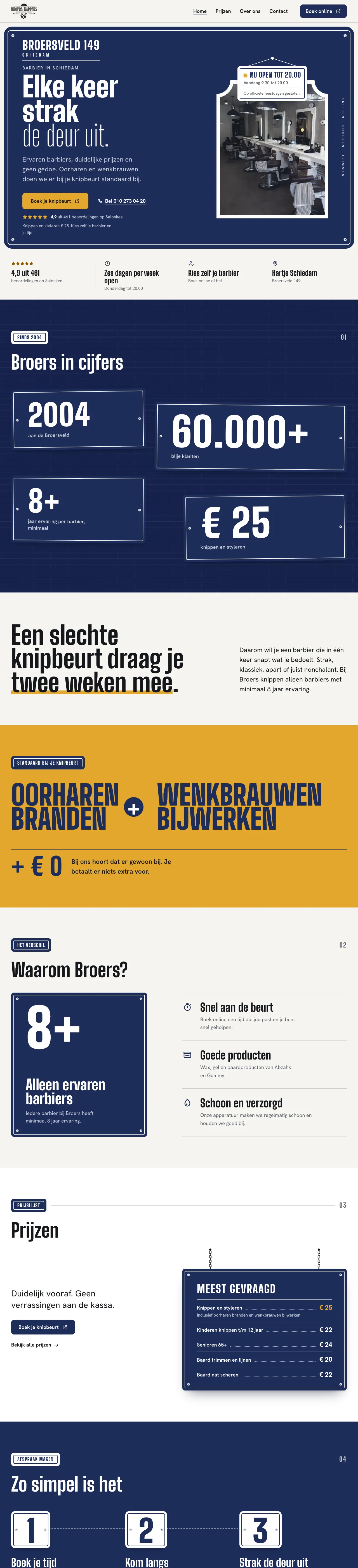 De website van Broers Kappers op een computer