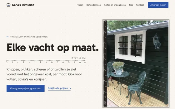 De website van Carla's Trimsalon