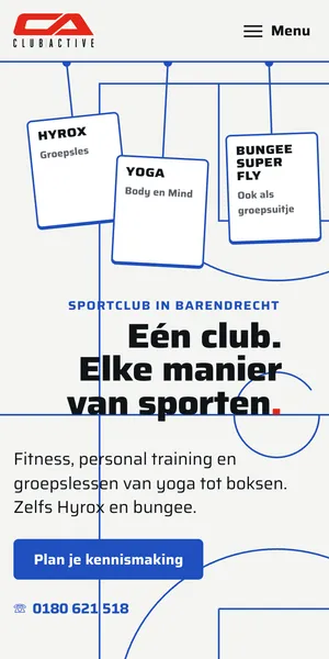 Voorbeeldwebsite van Club Active, Fitness in Barendrecht