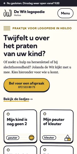 De website van De Wit Logopedie