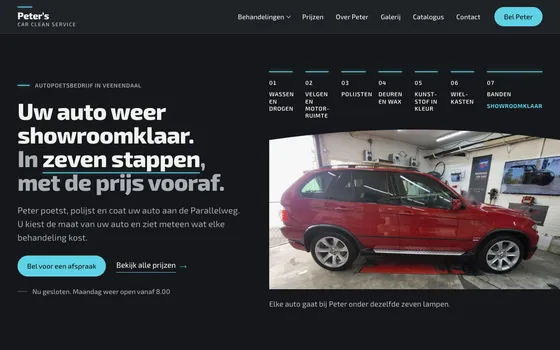 De website van Peter's Car Clean Service