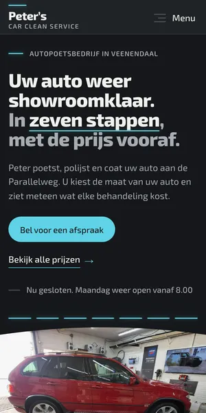 De website van Peter's Car Clean Service