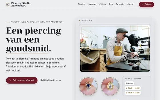 De website van Piercing Studio Amersfoort