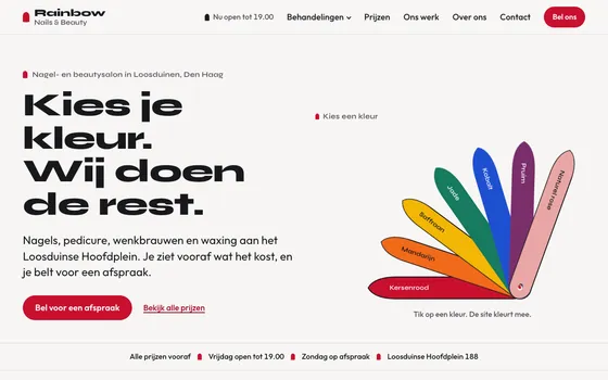 De website van Rainbow Nails & Beauty