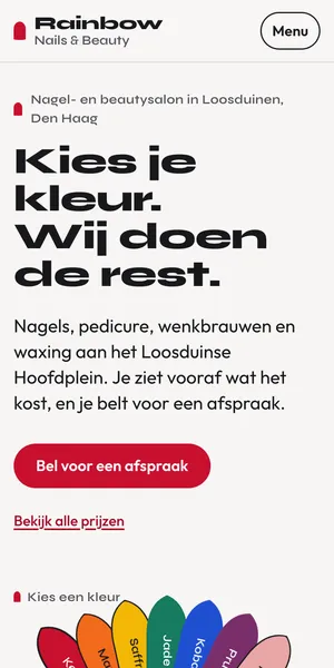 Voorbeeldwebsite van Rainbow Nails & Beauty, Schoonheid in Den Haag