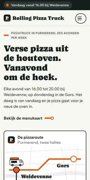 De website van Rolling Pizza Truck